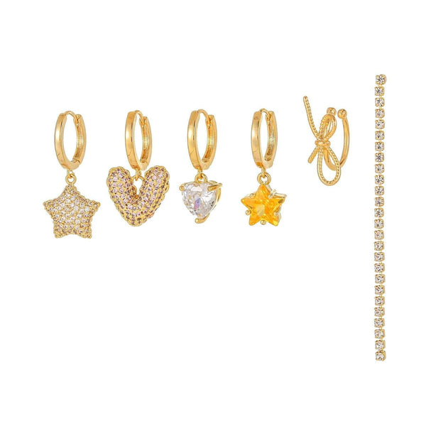 6 Pieces Charming Starflower Links Earring Set