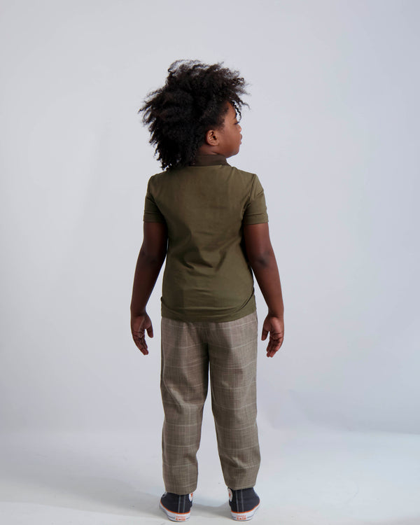 Camel Windowpane Dress Pants