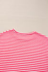 Black Striped Round Neck Drop Shoulder Long Sleeve Top