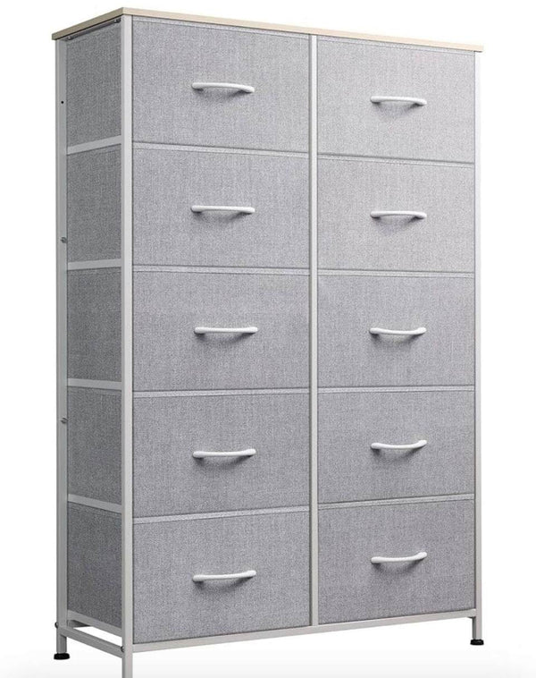 Open box WLIVE Tall Dresser for Bedroom with 10 Drawers, Chest of Drawers, Dressers Bedroom Furniture, Storage Organizer Unit with Fabric Bins for Clo
