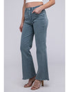 Acid Washed Frayed Cutoff Hem Straight Wide Pants