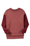 Mineral Red Two Tone Patchwork Drop Shoulder Pullover Sweatshirt