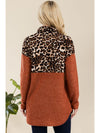 Celeste Full Size Curved Hem Leopard Turtleneck Long Sleeve Blouse