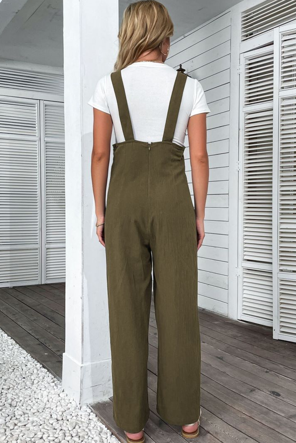 Jungle Green Solid Color Button Overall