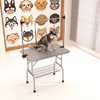 42' Folding Dog Pet Grooming Table Stainless Steel Frame Rubber Mat on Board with Adjustable Arm and Clamps pet dog Cat Grooming Table (SILVER-GRAY COLOR)