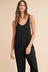 Black Solid Color Loose Fit Harem Jumpsuit