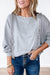 Long Sleeve Tops Light Grey Waffle Patchwork Long Sleeve Pullover Top.