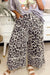 Khaki Leopard Drawstring Wide Leg Cropped Pants