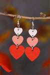 Red Valentines Day Heart Shaped Tiered Dangle Earring