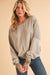 Parchment Crochet Patchwork Exposed Seam Ribbed Trim Sweatshirt