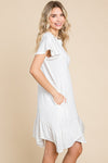 Culture Code Full Size Short Sleeve Ruffled Asymmetric Hem Dress - Cocoa Yacht Club