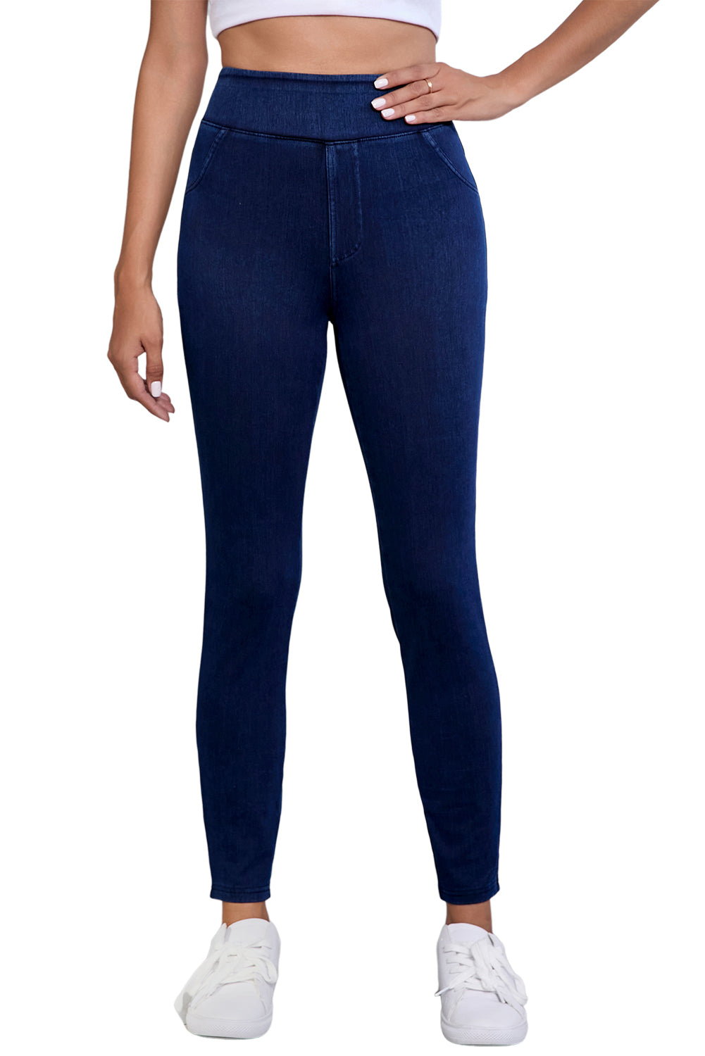 Ashleigh Casual Blue Back Pocket Stretchy Denim Leggings