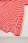 Fresh Salmon Short Sleeve Patched Pocket Split Baggy Knit Top