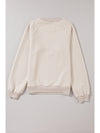 Beige Solid Color Textured Raglan Sleeve Pullover Sweatshirt