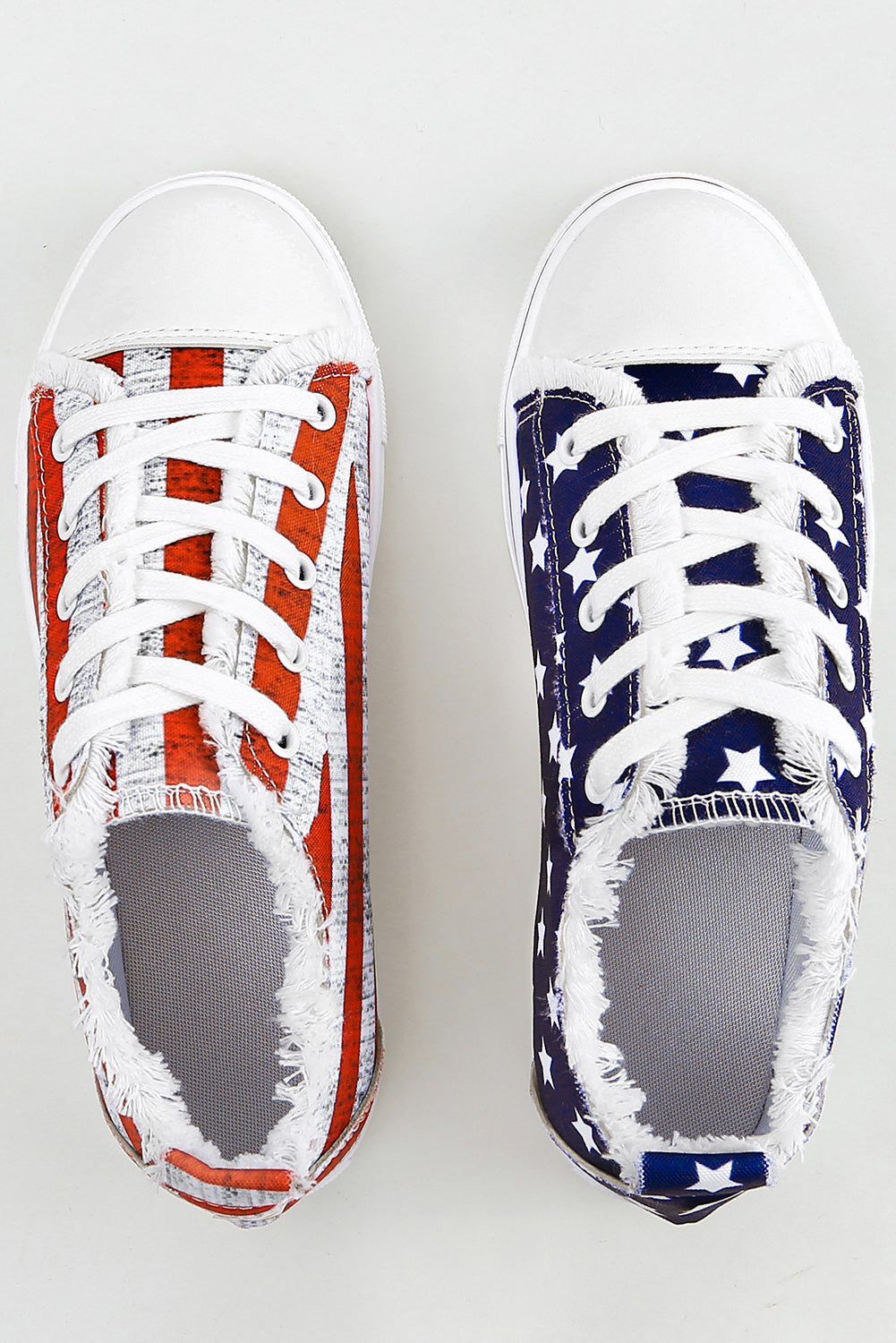 Red and Blue American Flag Print Lace Up Casual Canvas Sneaker