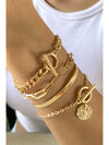 Gold 5pcs Rhinestone Chain Bracelet Set