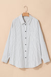 White Stripe Rolled Tab Sleeve Buttoned Plus Size Shirt