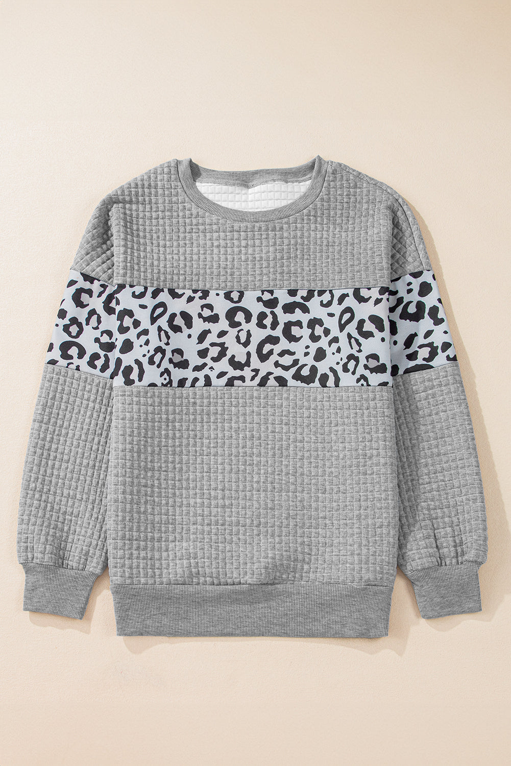 Parchment Leopard Quilted Patchwork Pullover Sweatshirt