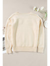 Beige 60s Flower Pattern Knitted Sweater