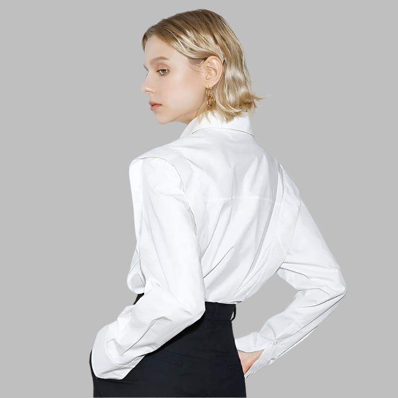 Cocoa Yacht Club Long Sleeve Lapel Blouse