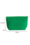 Dark Green Textured Zipper Cosmetic Bag