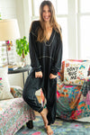 Black Exposed Seam Oversized Drop Waist Jumpsuit