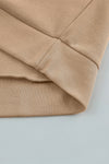 Khaki Solid Color Casual Button Seam Trim Hoodie