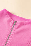 Bonbon Zipped Collar Cap Sleeve Pocketed Sweatshirt Dress