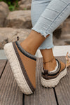 Black Contrast Stitch Detail Plush Winter Clog Slippers