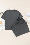 Dark Grey Crewneck Tee and Loose Pants Set