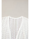 Black Hollow Out Crochet Knit Drop Shoulder Open Front Cardigan