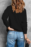Black Sequin Cute Bow Ghost Graphic Crew Neck Halloween Sweatshirt