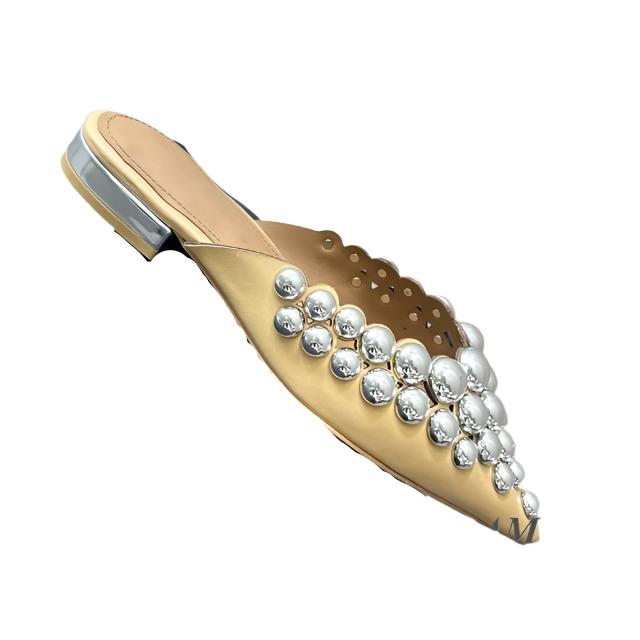 Cocoa Yacht Club Pointed Toe Metal Ball Mules