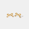 Stainless Steel Inlaid Zircon Bow Earrings - Cocoa Yacht Club