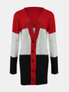 Color Block V-Neck Button Up Cardigan