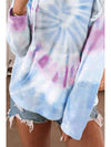 Drawstring Tie-Dye Long Sleeve Hoodie - Cocoa Yacht Club