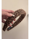 Brown Fuzzy Leopard Print Headband