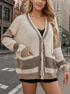 Contrast Button Up Long Sleeve Cardigan - Cocoa Yacht Club