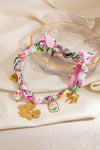 Peach Blossom Floral Pendant Scarf Necklace