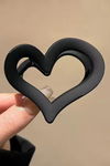 Black Simple Frosted Heart Shaped Hair Claw Clip