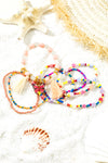 Peach Blossom Butterfly Charm Tassel Colorful Beaded Bracelet Set