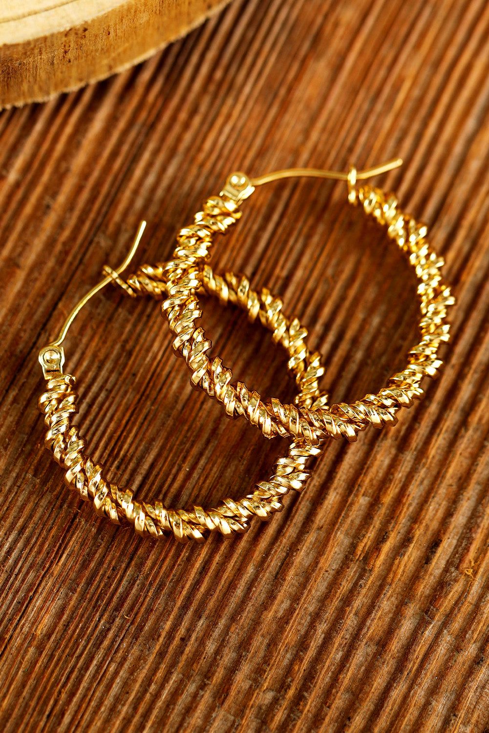 Gold Vintage Textured Hoop Earrings