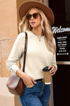Camel Buttoned Cuffs Raglan Sleeve Knit Sweater
