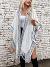 Fringe Half Sleeve Hooded Poncho - Cocoa Yacht Club