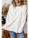 White Solid Color Drop Shoulder Baggy Sweatshirt