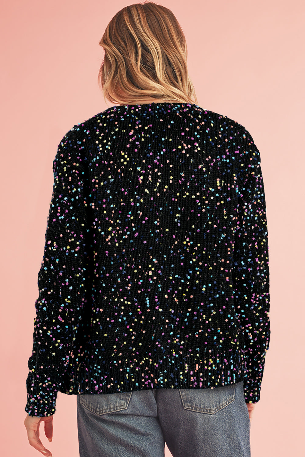 Black Confetti Knit Cropped Cardigan