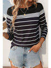 Black Casual Striped Long Sleeve Top