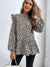 Ruffled Leopard Mock Neck Long Sleeve Blouse