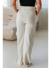 Beige Plain Cargo Pockets High Waist Sweatpants