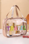 Dark Khaki TRAVEL Chenille Letter Clear Makeup Bag
